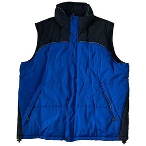 Vintage B.U.M. Equipment Blue Black Puffer Vest XL Gorpcore